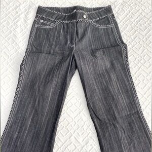 Escada Black Bootcut Jeans White Stitching Size 34